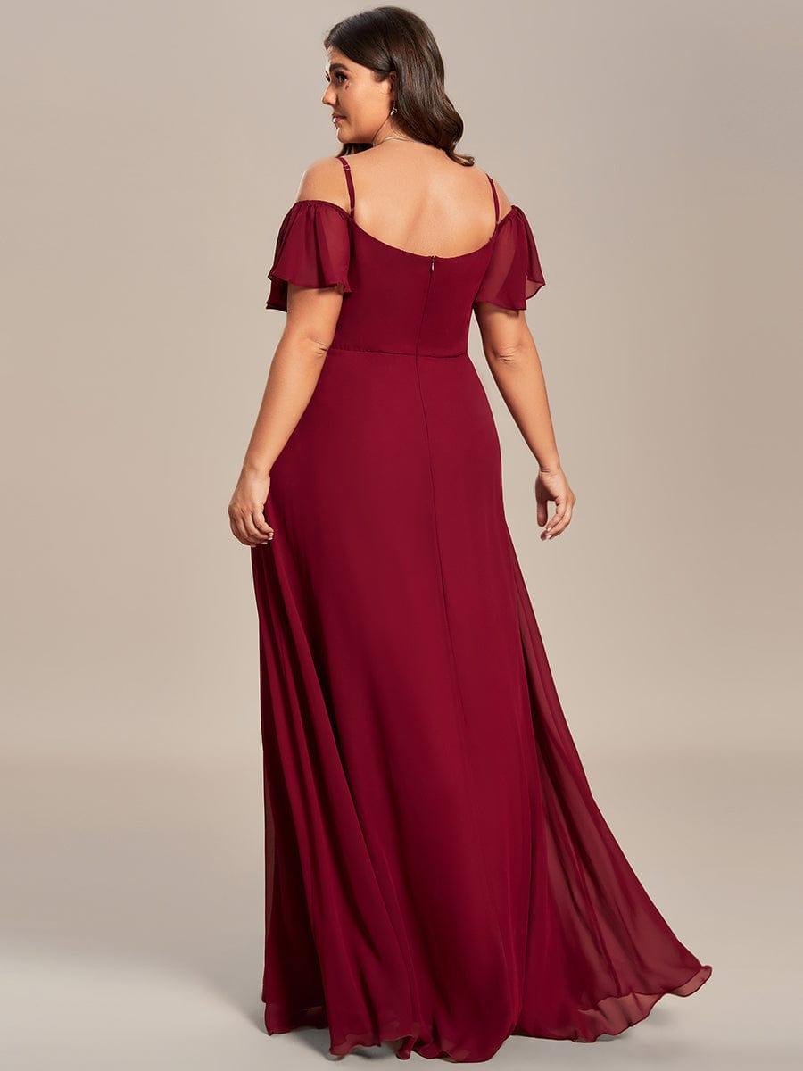 ever REYA|Stylish Cold-Shoulder Floor Length Bridesmaid Dress with Side Slit