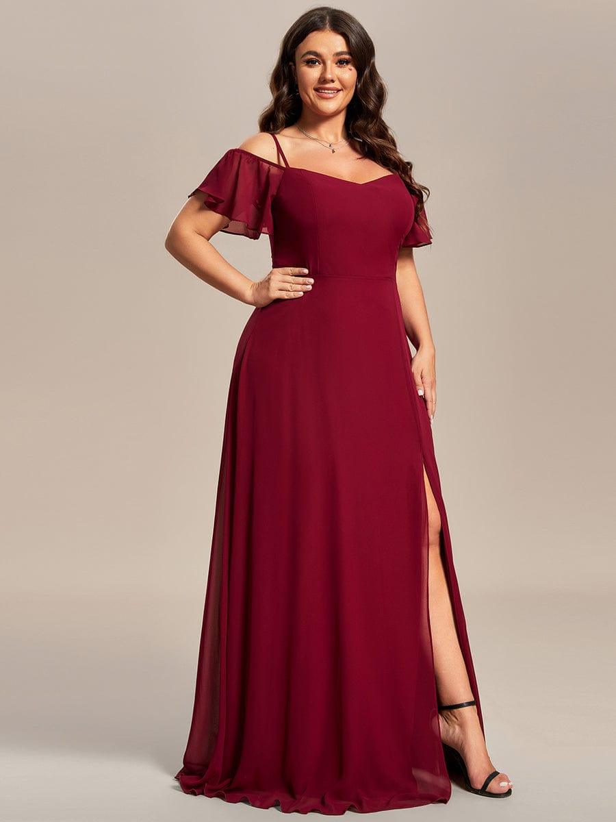ever REYA|Stylish Cold-Shoulder Floor Length Bridesmaid Dress with Side Slit