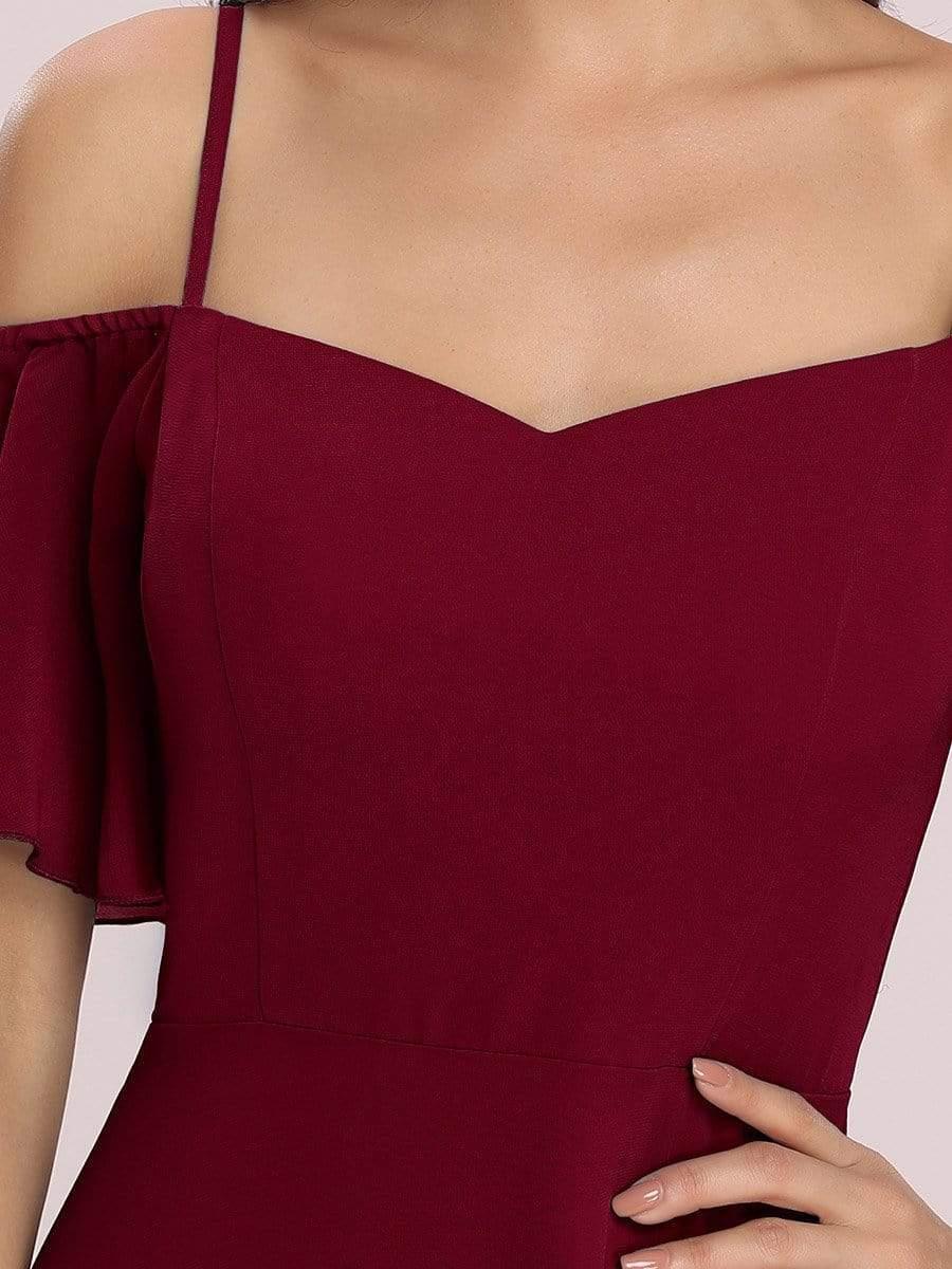 ever REYA|Stylish Cold-Shoulder Floor Length Bridesmaid Dress with Side Slit