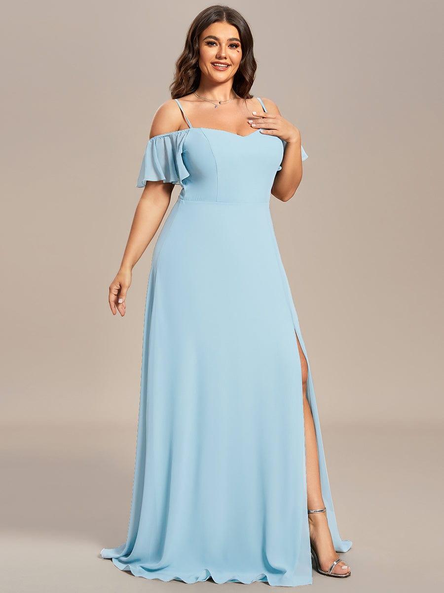 ever REYA|Stylish Cold-Shoulder Floor Length Bridesmaid Dress with Side Slit