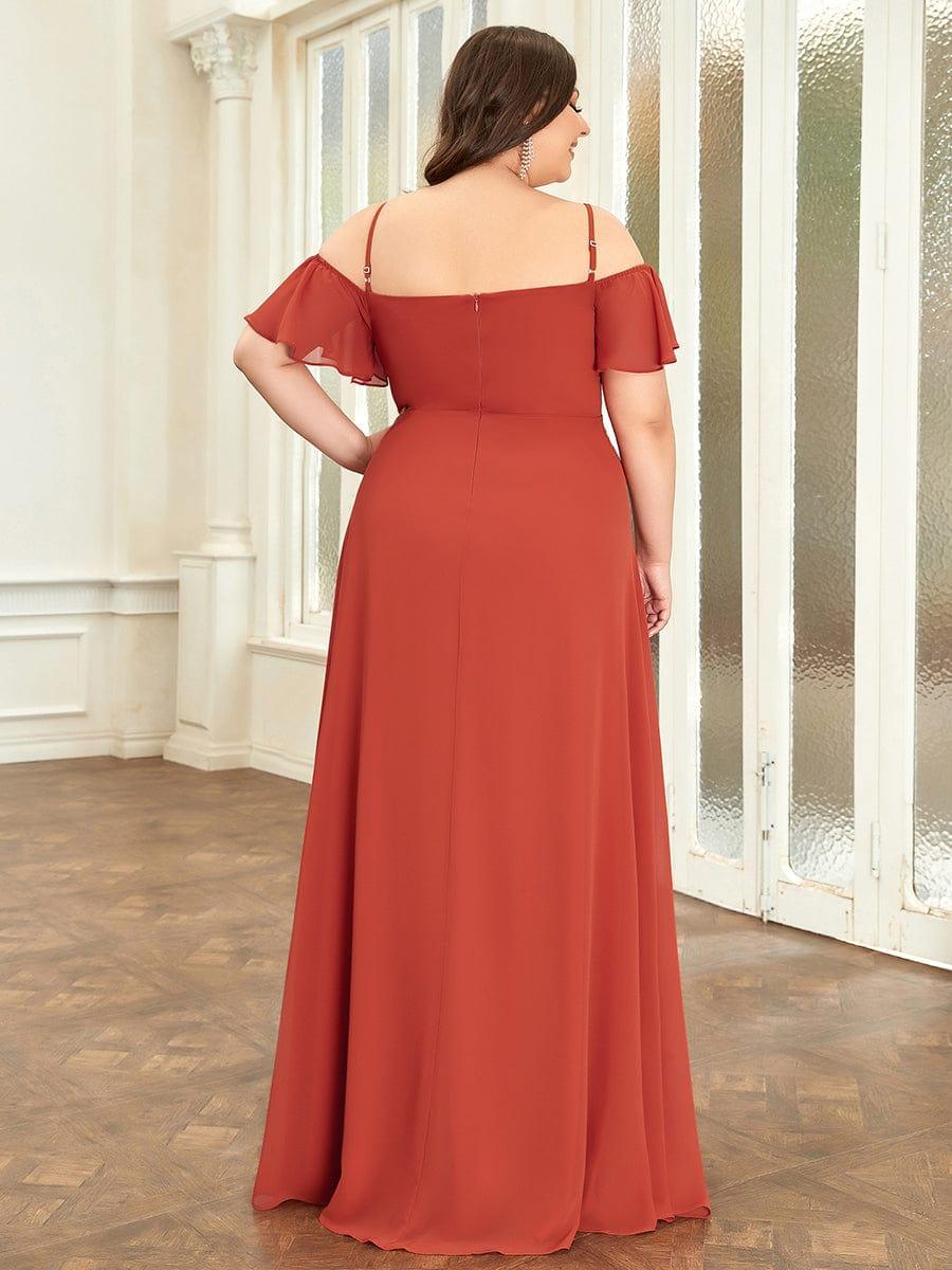 ever REYA|Stylish Cold-Shoulder Floor Length Bridesmaid Dress with Side Slit