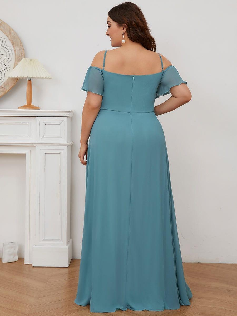 ever REYA|Stylish Cold-Shoulder Floor Length Bridesmaid Dress with Side Slit