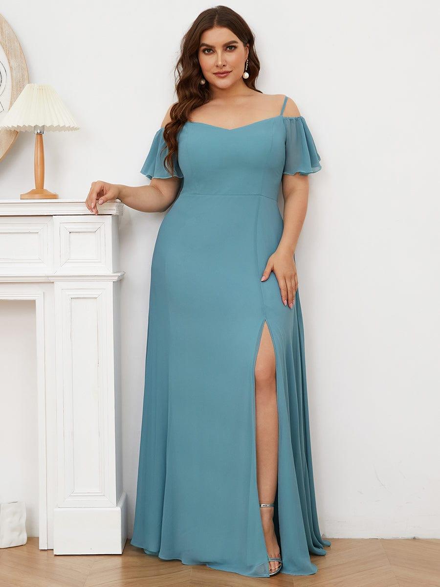 ever REYA|Stylish Cold-Shoulder Floor Length Bridesmaid Dress with Side Slit