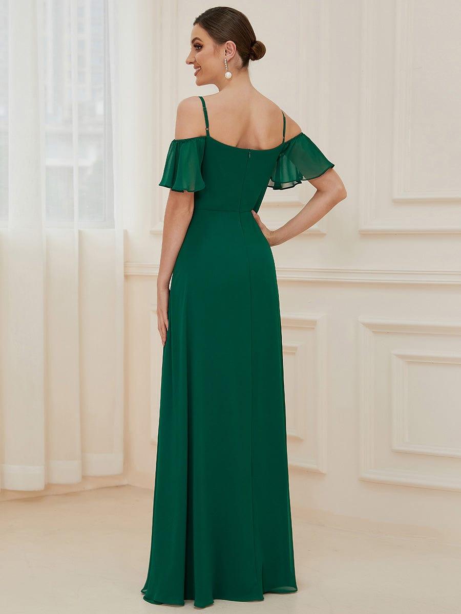 ever REYA|Stylish Cold-Shoulder Floor Length Bridesmaid Dress with Side Slit