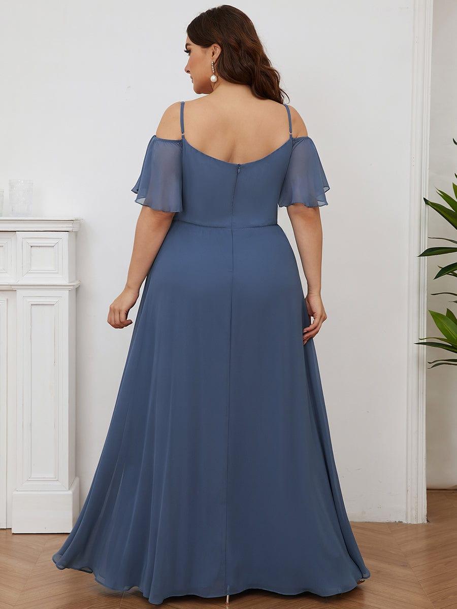 ever REYA|Stylish Cold-Shoulder Floor Length Bridesmaid Dress with Side Slit