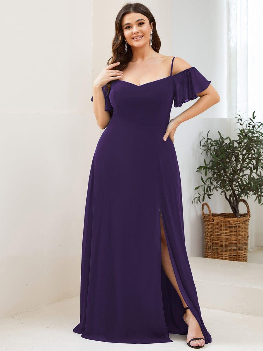 ever REYA|Stylish Cold-Shoulder Floor Length Bridesmaid Dress with Side Slit