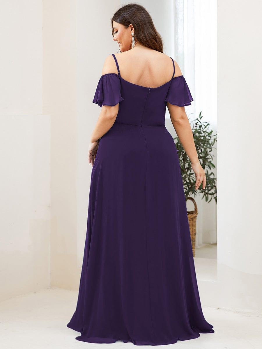 ever REYA|Stylish Cold-Shoulder Floor Length Bridesmaid Dress with Side Slit