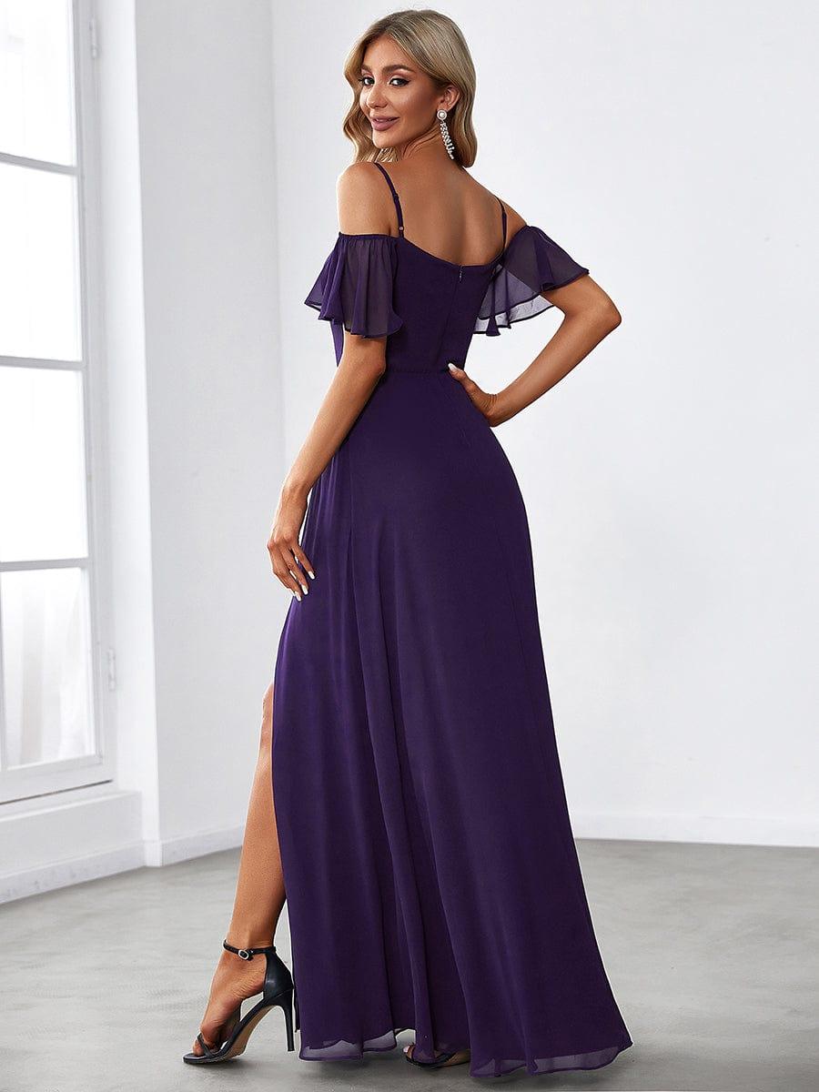 ever REYA|Stylish Cold-Shoulder Floor Length Bridesmaid Dress with Side Slit