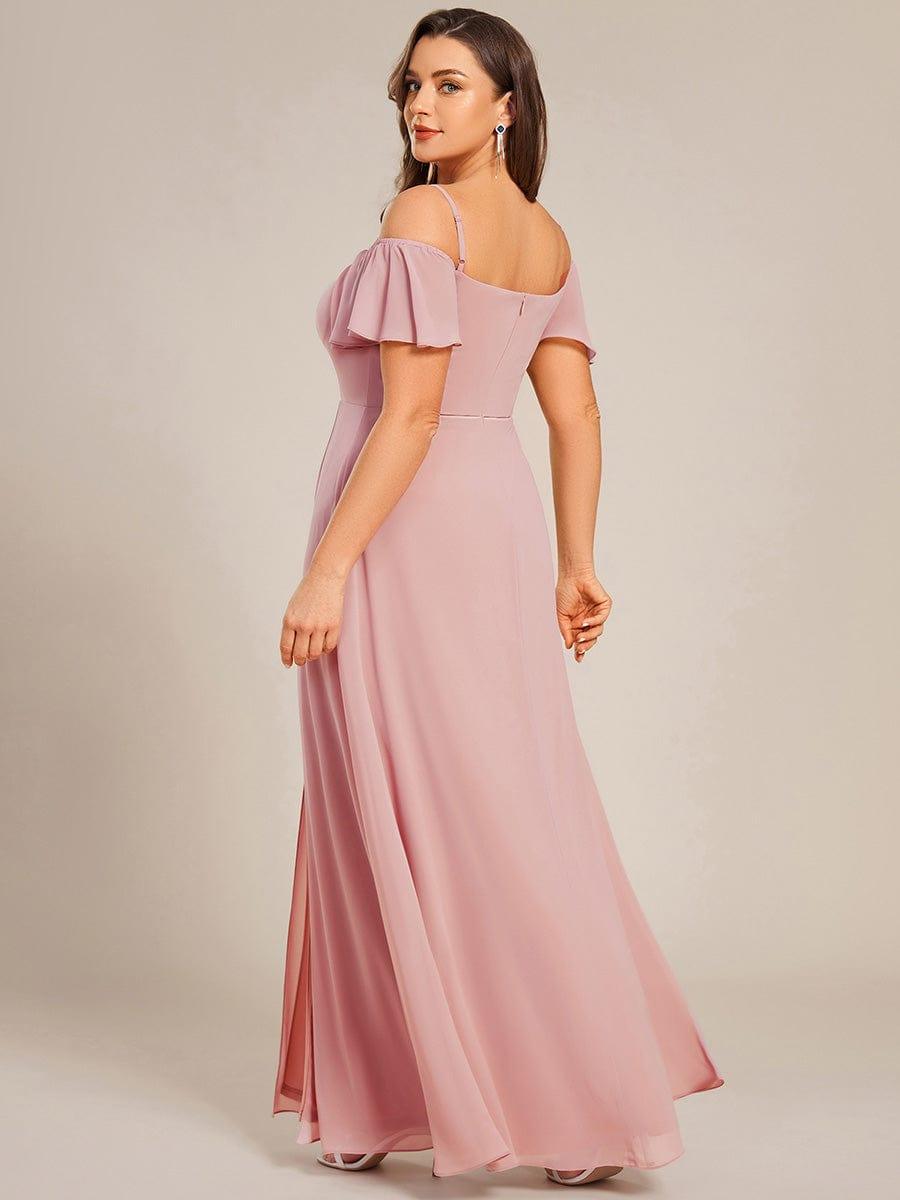 ever REYA|Stylish Cold-Shoulder Floor Length Bridesmaid Dress with Side Slit