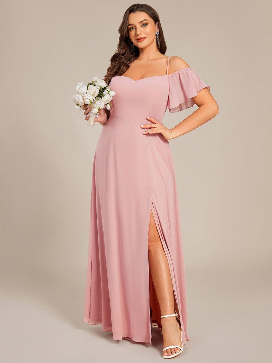ever REYA|Stylish Cold-Shoulder Floor Length Bridesmaid Dress with Side Slit