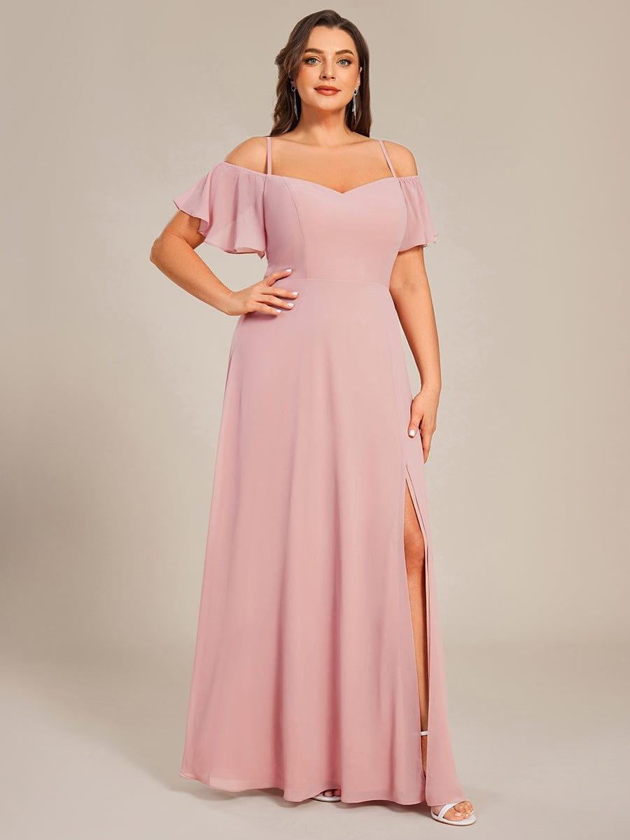 ever REYA|Stylish Cold-Shoulder Floor Length Bridesmaid Dress with Side Slit