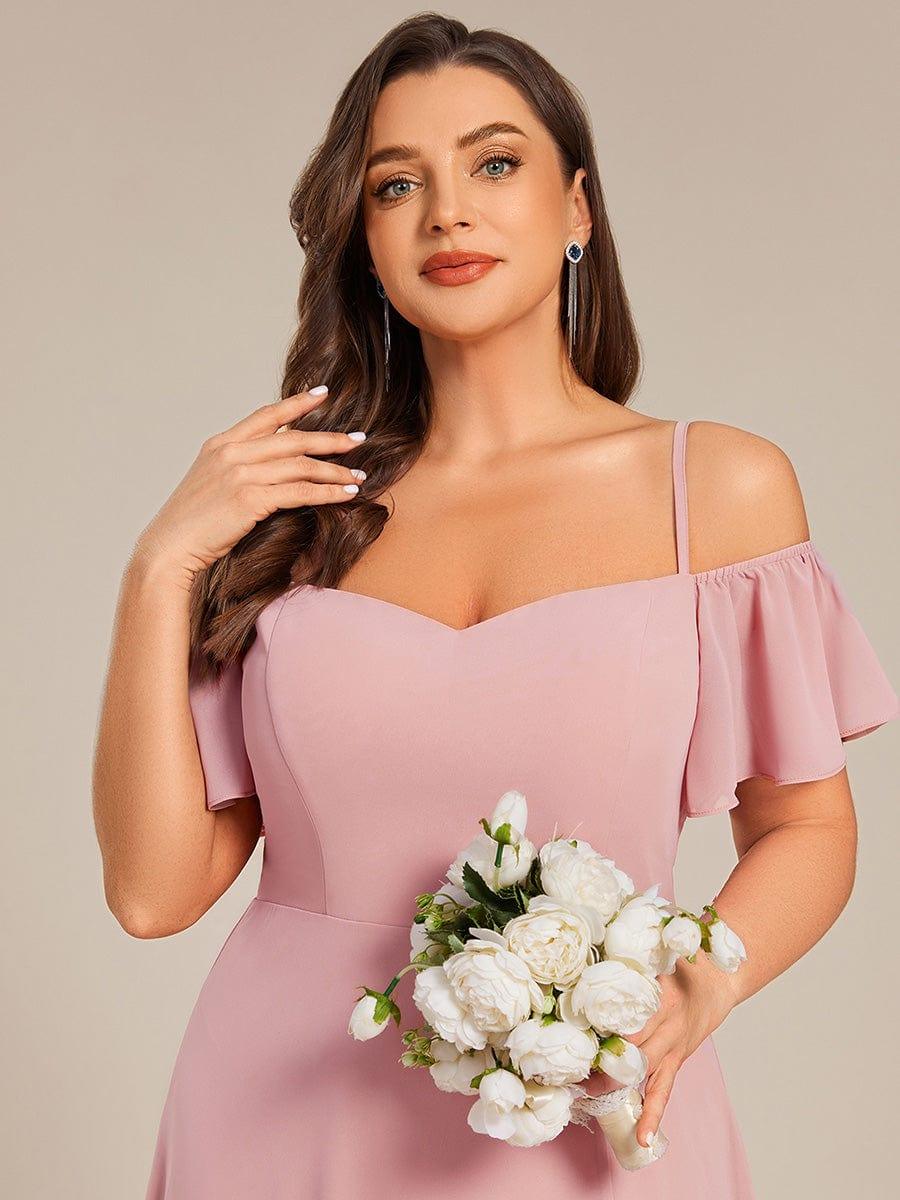 ever REYA|Stylish Cold-Shoulder Floor Length Bridesmaid Dress with Side Slit