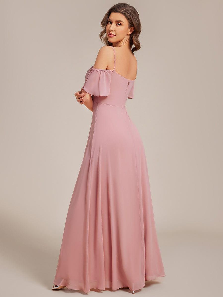 ever REYA|Stylish Cold-Shoulder Floor Length Bridesmaid Dress with Side Slit