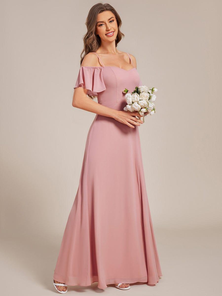 ever REYA|Stylish Cold-Shoulder Floor Length Bridesmaid Dress with Side Slit