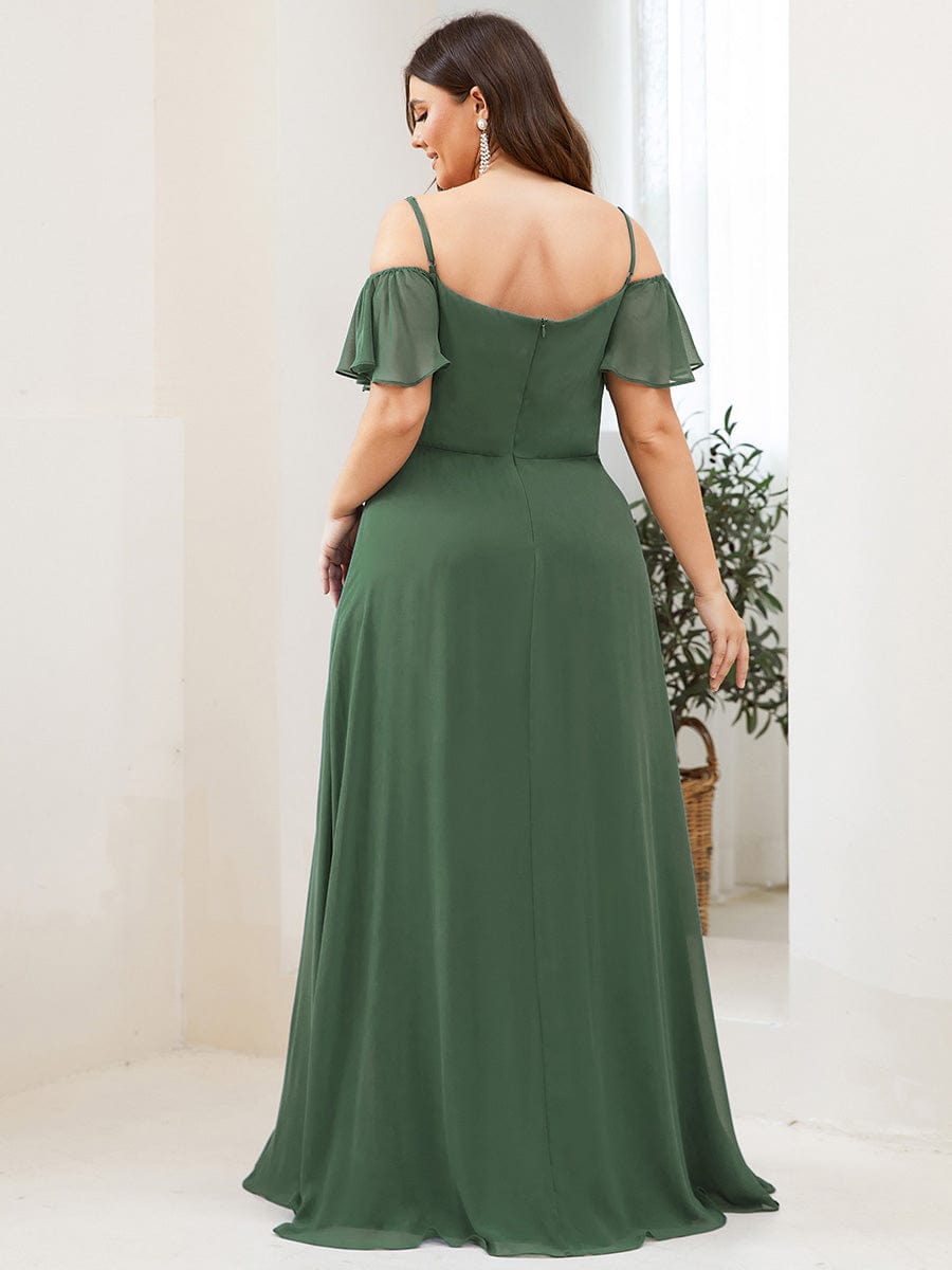 ever REYA|Stylish Cold-Shoulder Floor Length Bridesmaid Dress with Side Slit