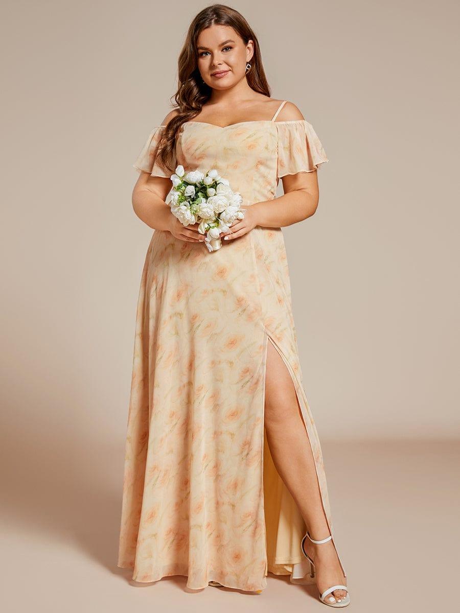 ever REYA|Stylish Cold-Shoulder Floor Length Bridesmaid Dress with Side Slit
