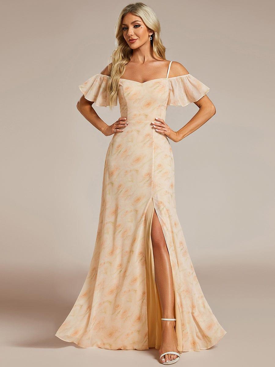 ever REYA|Stylish Cold-Shoulder Floor Length Bridesmaid Dress with Side Slit