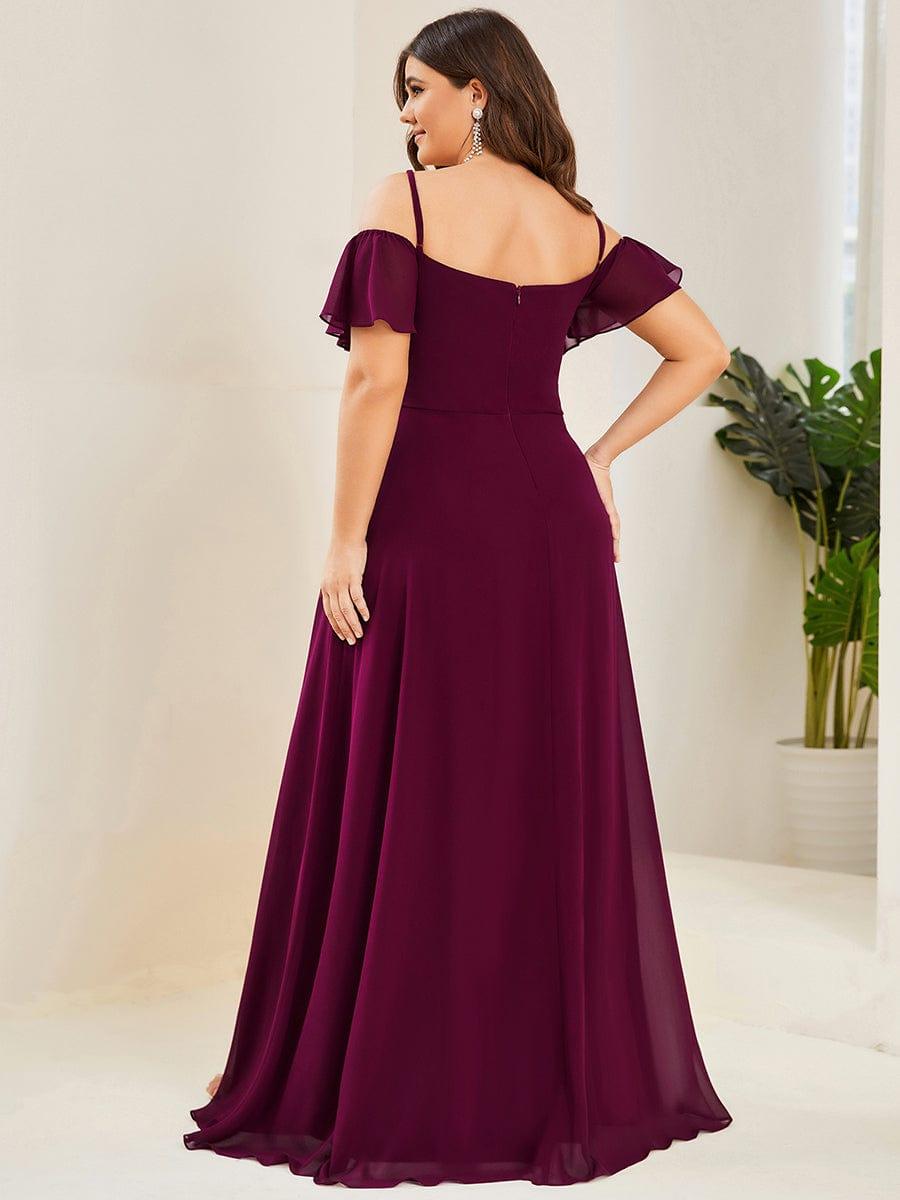 ever REYA|Stylish Cold-Shoulder Floor Length Bridesmaid Dress with Side Slit