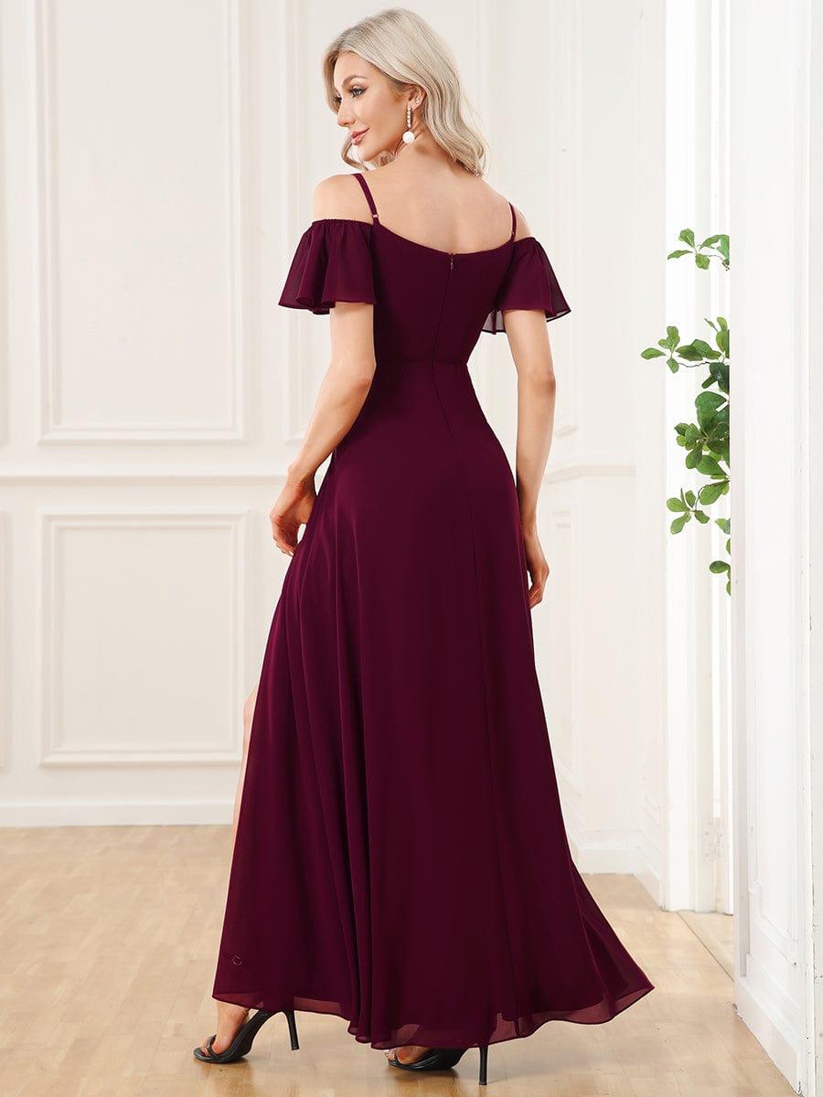 ever REYA|Stylish Cold-Shoulder Floor Length Bridesmaid Dress with Side Slit