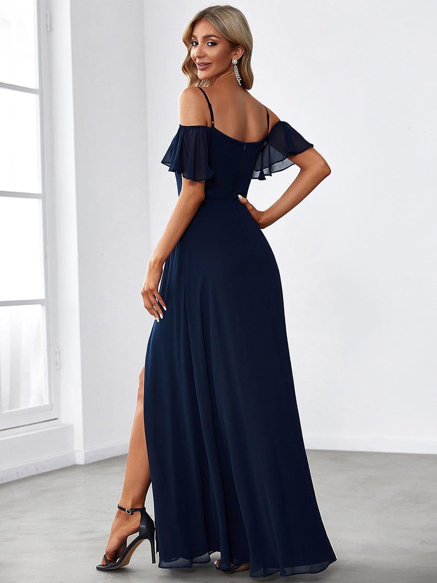 ever REYA|Stylish Cold-Shoulder Floor Length Bridesmaid Dress with Side Slit