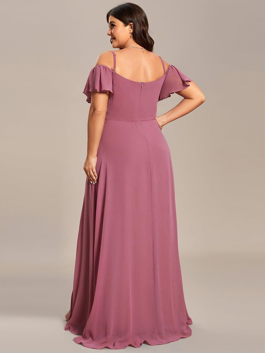 ever REYA|Stylish Cold-Shoulder Floor Length Bridesmaid Dress with Side Slit