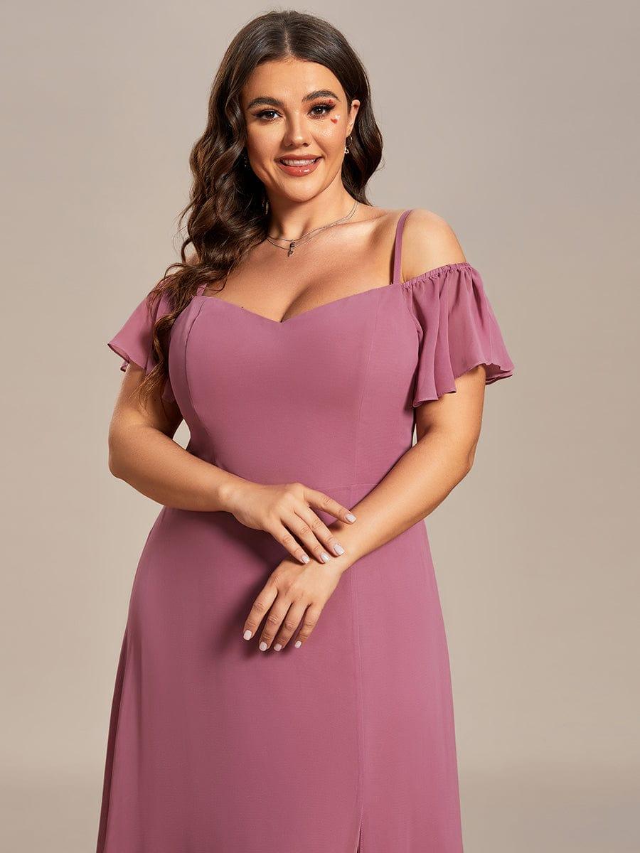 ever REYA|Stylish Cold-Shoulder Floor Length Bridesmaid Dress with Side Slit