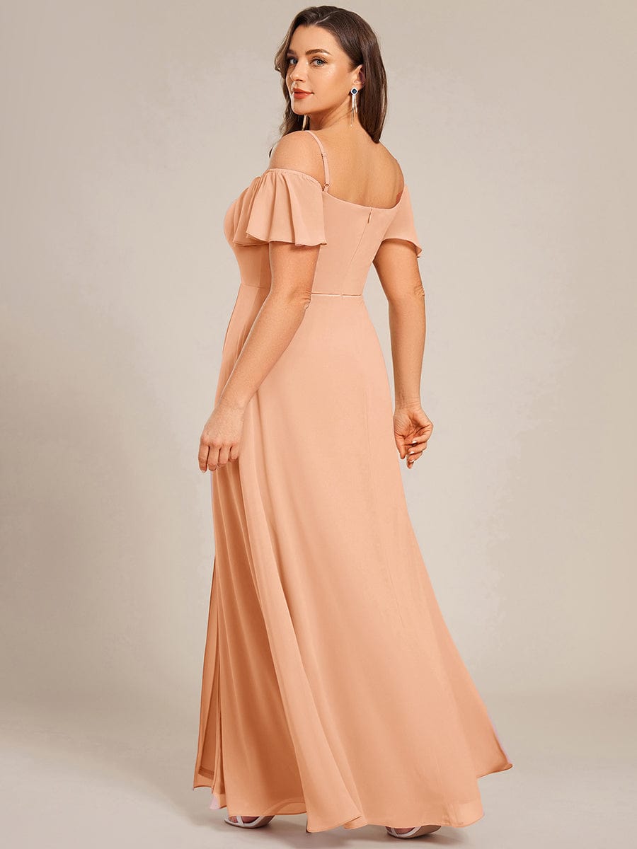 ever REYA|Stylish Cold-Shoulder Floor Length Bridesmaid Dress with Side Slit