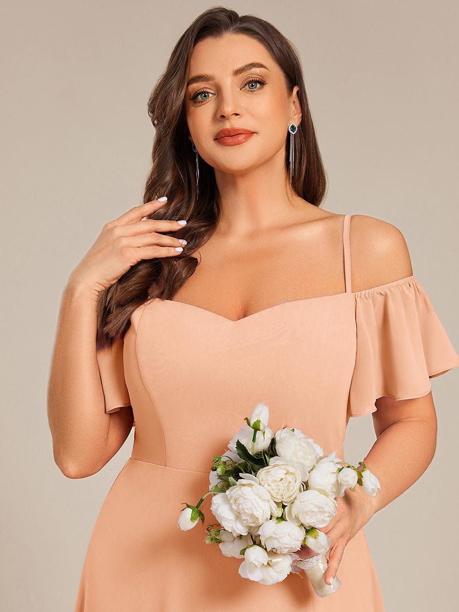 ever REYA|Stylish Cold-Shoulder Floor Length Bridesmaid Dress with Side Slit