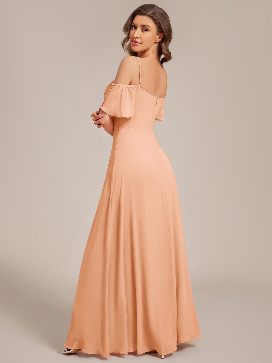 ever REYA|Stylish Cold-Shoulder Floor Length Bridesmaid Dress with Side Slit