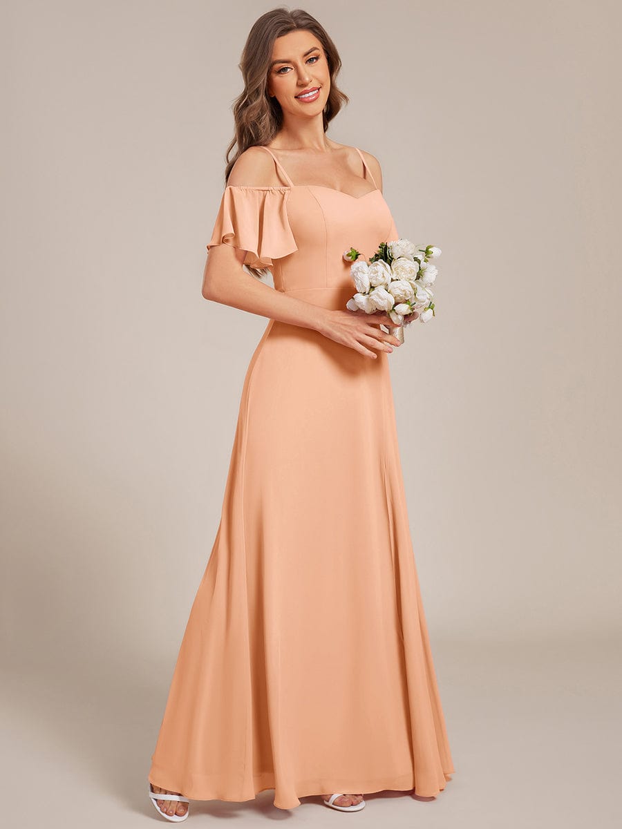 ever REYA|Stylish Cold-Shoulder Floor Length Bridesmaid Dress with Side Slit