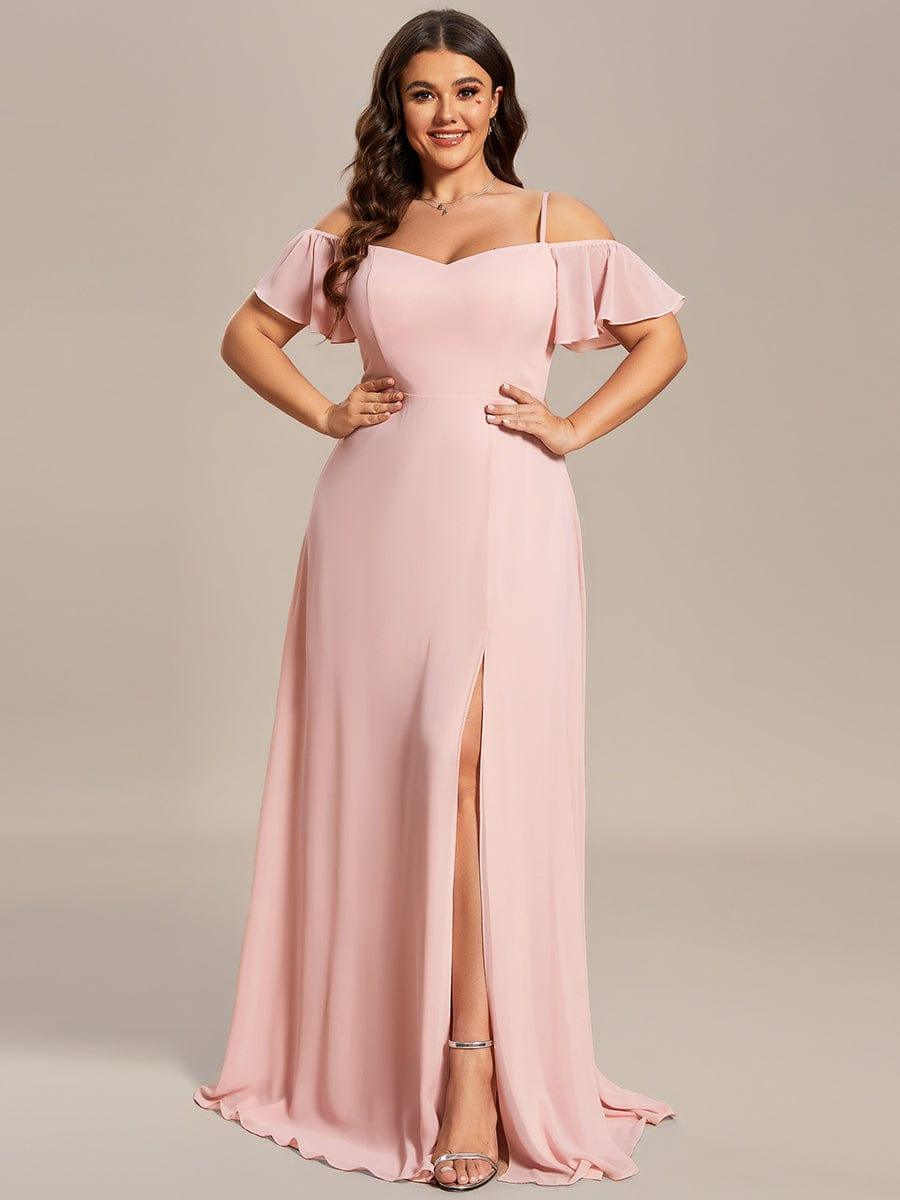 ever REYA|Stylish Cold-Shoulder Floor Length Bridesmaid Dress with Side Slit