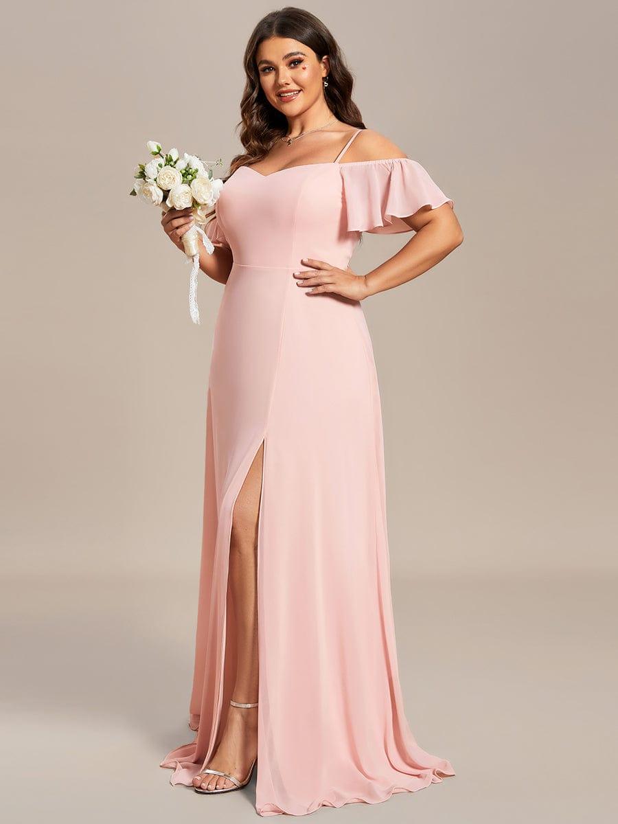 ever REYA|Stylish Cold-Shoulder Floor Length Bridesmaid Dress with Side Slit
