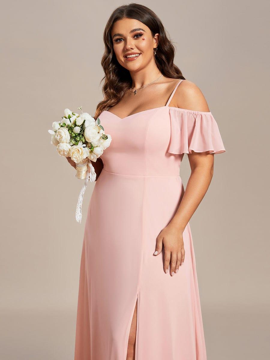 ever REYA|Stylish Cold-Shoulder Floor Length Bridesmaid Dress with Side Slit