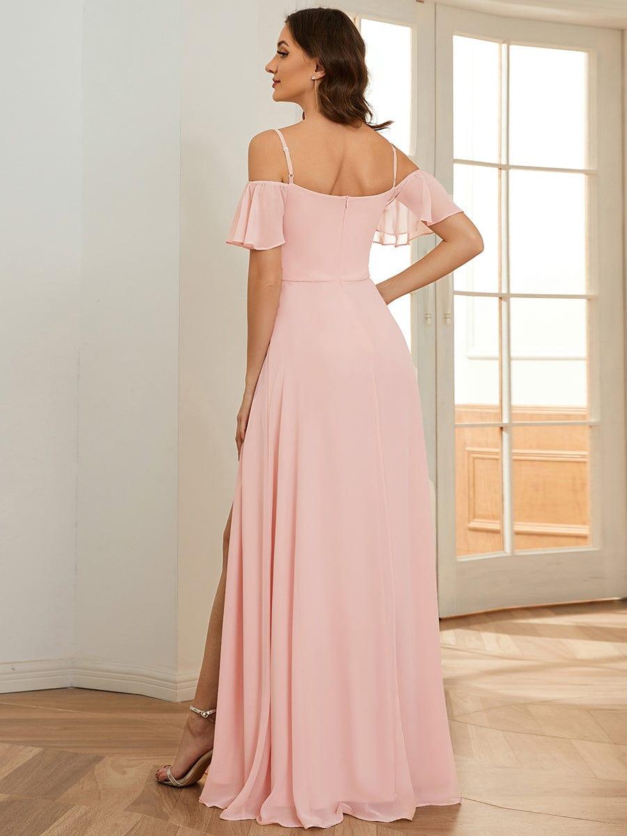 ever REYA|Stylish Cold-Shoulder Floor Length Bridesmaid Dress with Side Slit