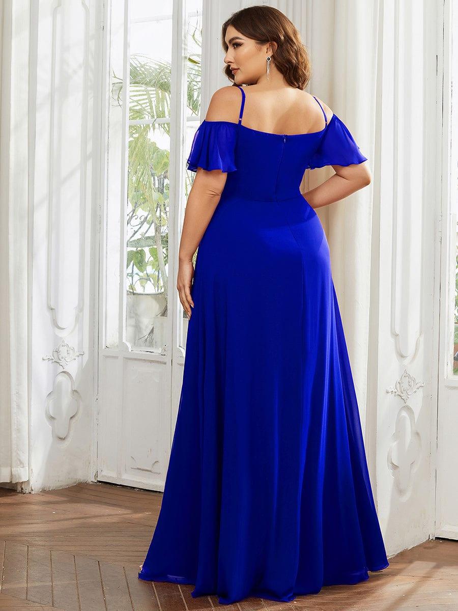 ever REYA|Stylish Cold-Shoulder Floor Length Bridesmaid Dress with Side Slit