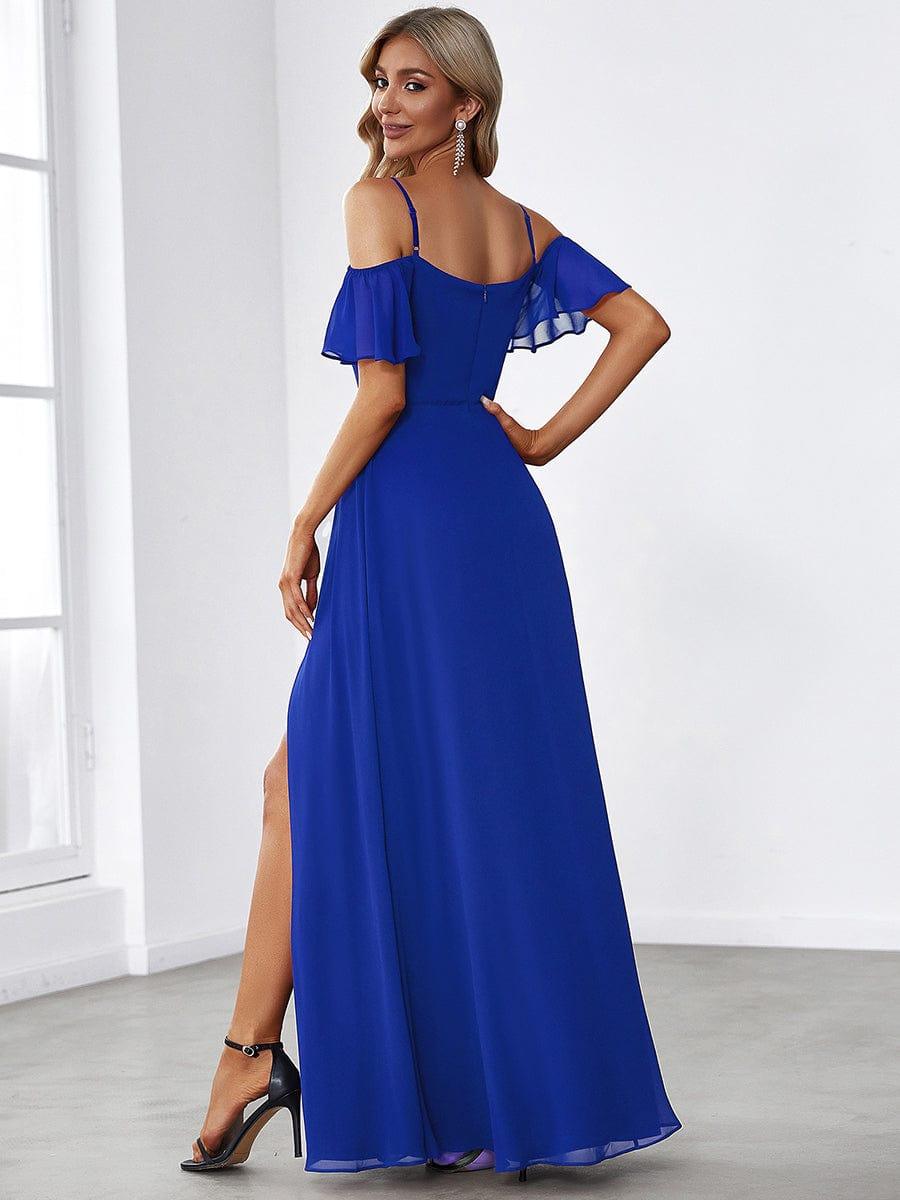 ever REYA|Stylish Cold-Shoulder Floor Length Bridesmaid Dress with Side Slit