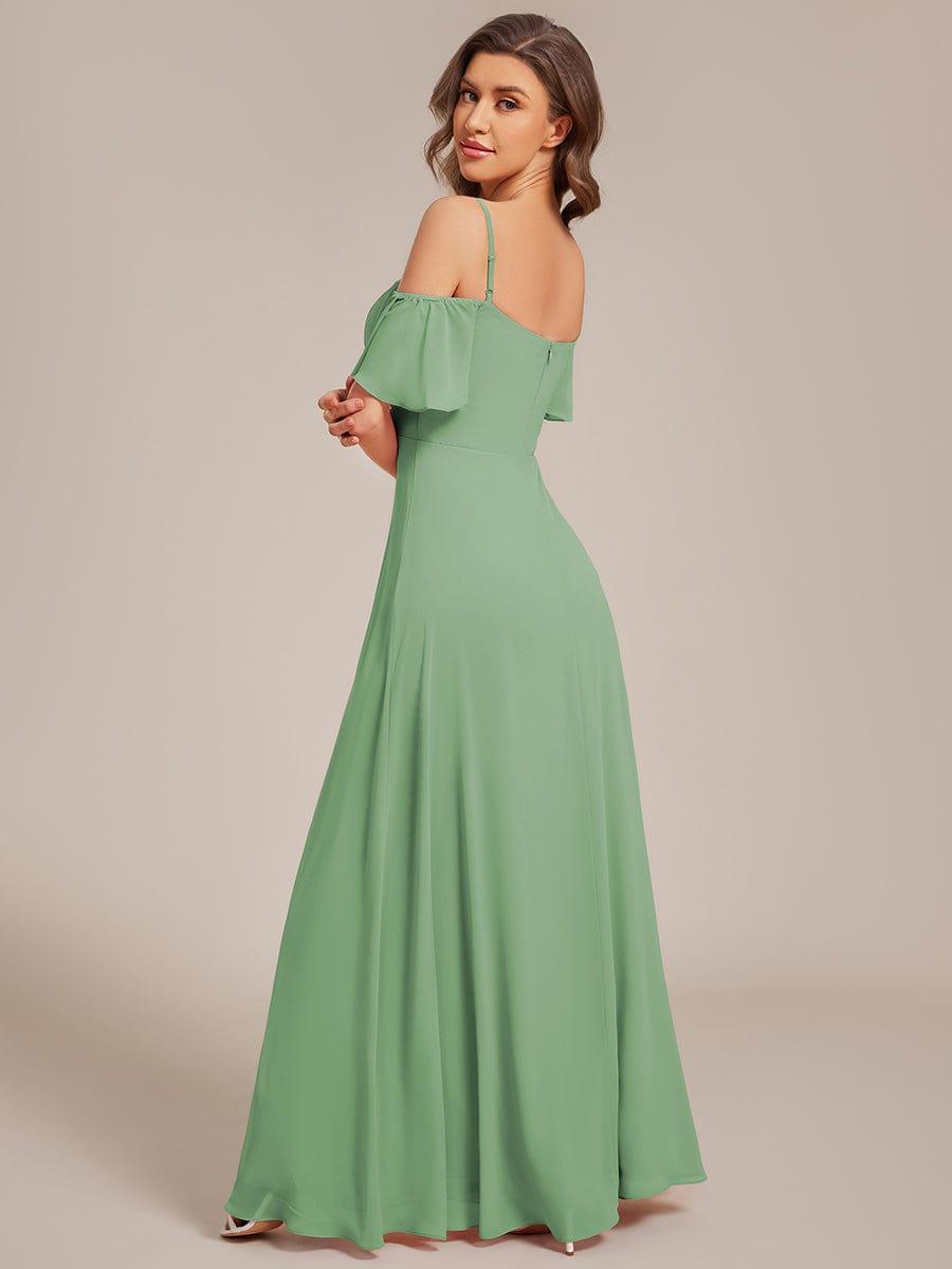 ever REYA|Stylish Cold-Shoulder Floor Length Bridesmaid Dress with Side Slit