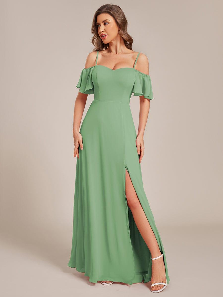 ever REYA|Stylish Cold-Shoulder Floor Length Bridesmaid Dress with Side Slit