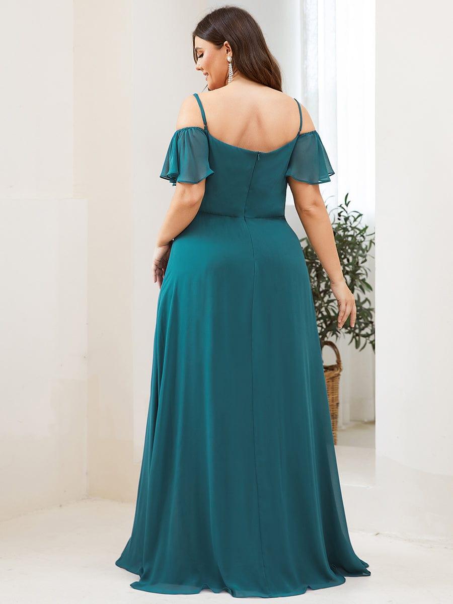 ever REYA|Stylish Cold-Shoulder Floor Length Bridesmaid Dress with Side Slit