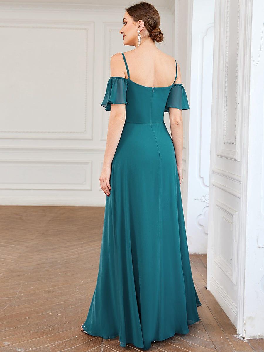 ever REYA|Stylish Cold-Shoulder Floor Length Bridesmaid Dress with Side Slit