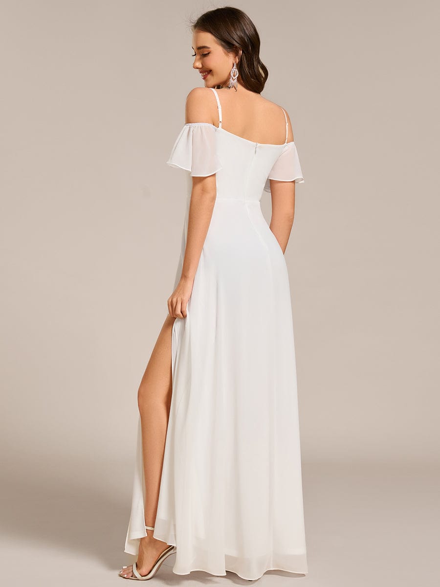 ever REYA|Stylish Cold-Shoulder Floor Length Bridesmaid Dress with Side Slit