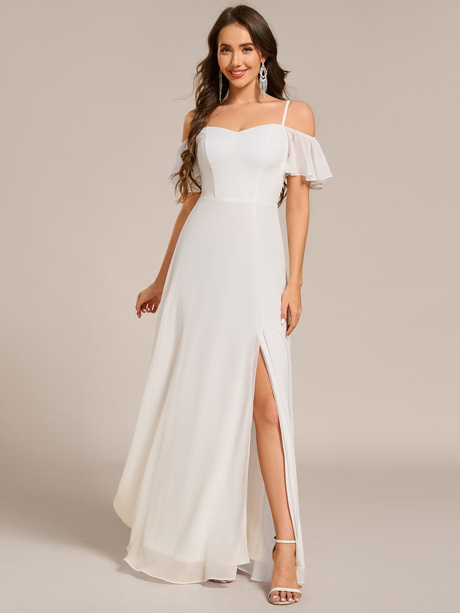 ever REYA|Stylish Cold-Shoulder Floor Length Bridesmaid Dress with Side Slit
