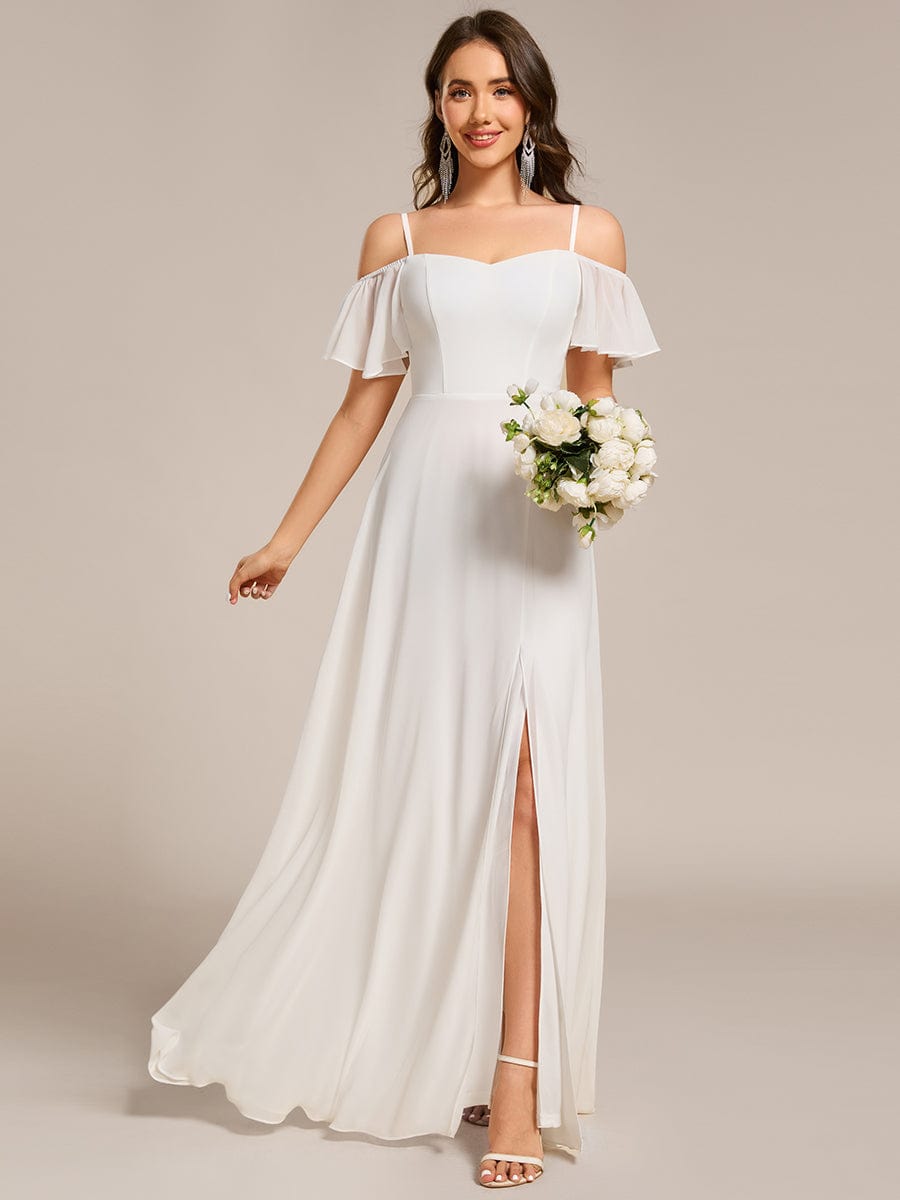ever REYA|Stylish Cold-Shoulder Floor Length Bridesmaid Dress with Side Slit