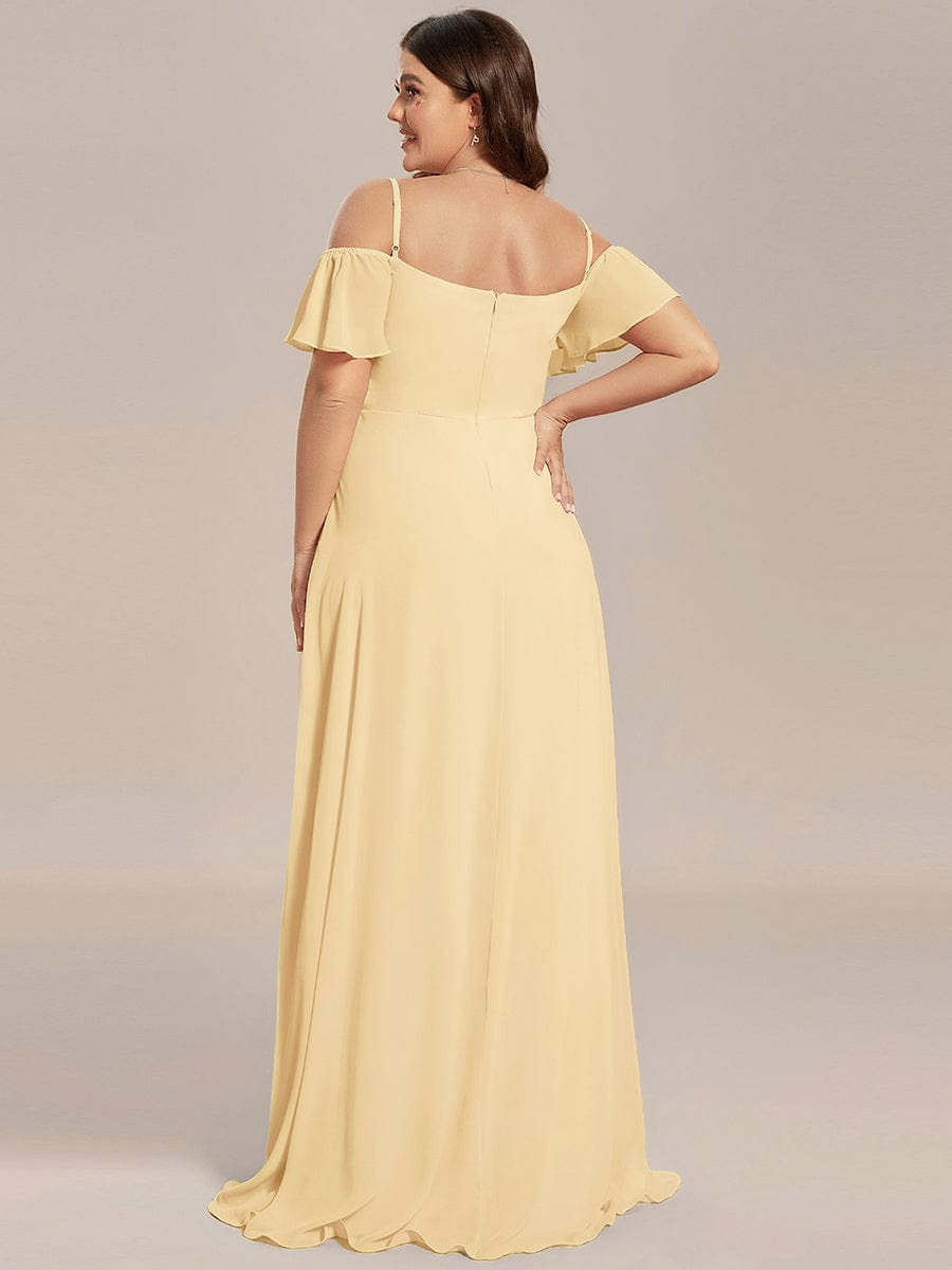 ever REYA|Stylish Cold-Shoulder Floor Length Bridesmaid Dress with Side Slit