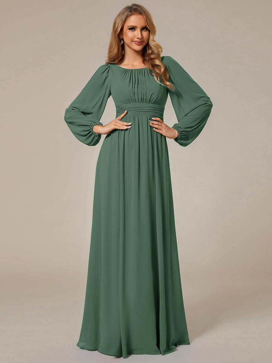 ever CELESTE|Chiffon Long Sleeve Pleated Maxi Bridesmaid Dress