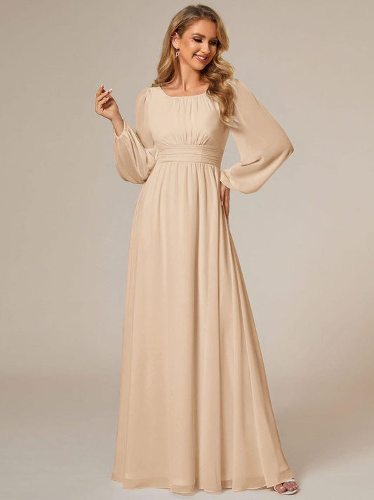 ever CELESTE|Chiffon Long Sleeve Pleated Maxi Bridesmaid Dress