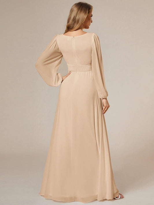 ever CELESTE|Chiffon Long Sleeve Pleated Maxi Bridesmaid Dress
