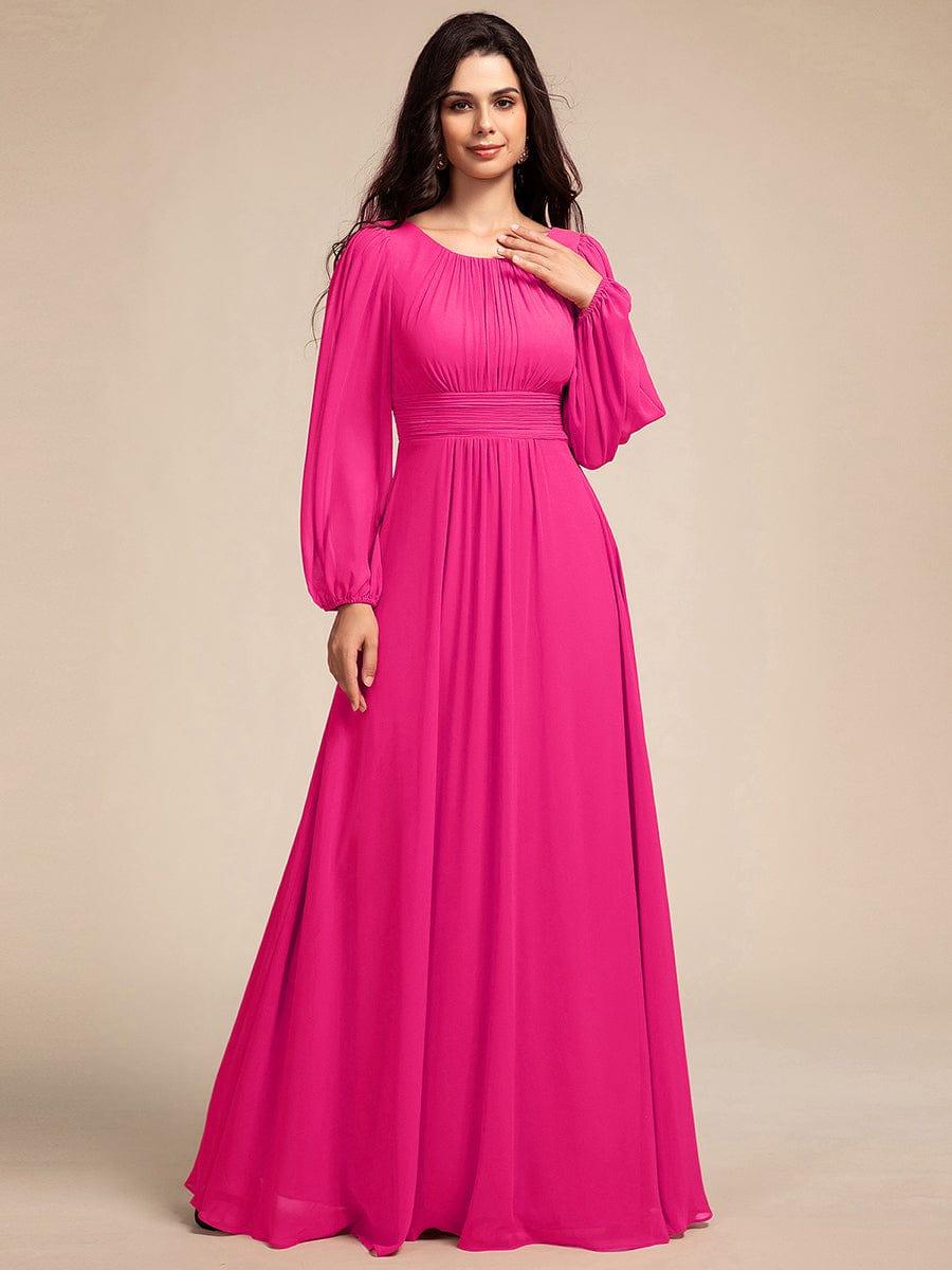 ever CELESTE|Chiffon Long Sleeve Pleated Maxi Bridesmaid Dress