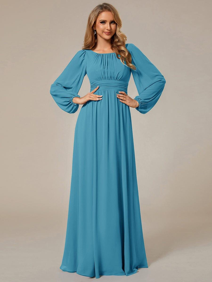 ever CELESTE|Chiffon Long Sleeve Pleated Maxi Bridesmaid Dress