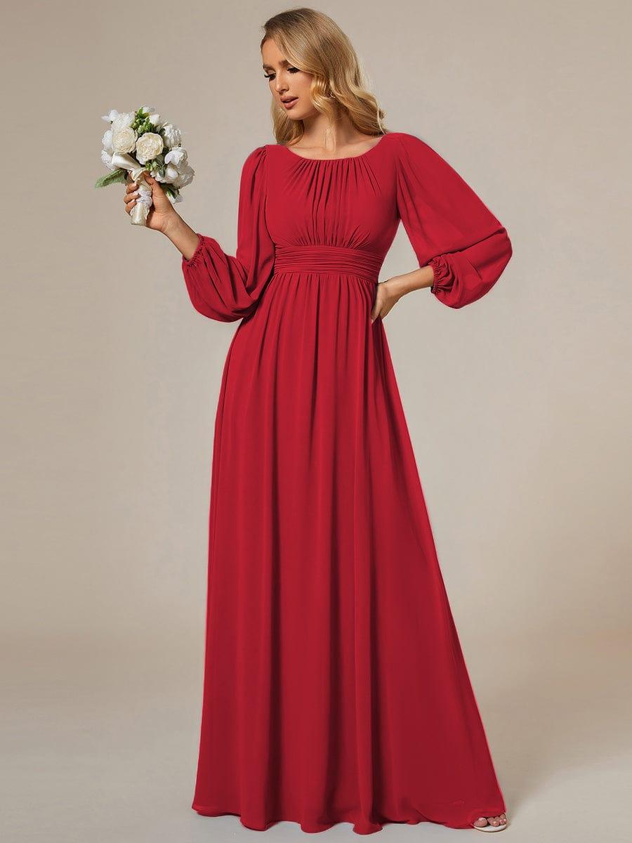 ever CELESTE|Chiffon Long Sleeve Pleated Maxi Bridesmaid Dress